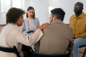 People sharing feelings during intervention services in New Jersey session