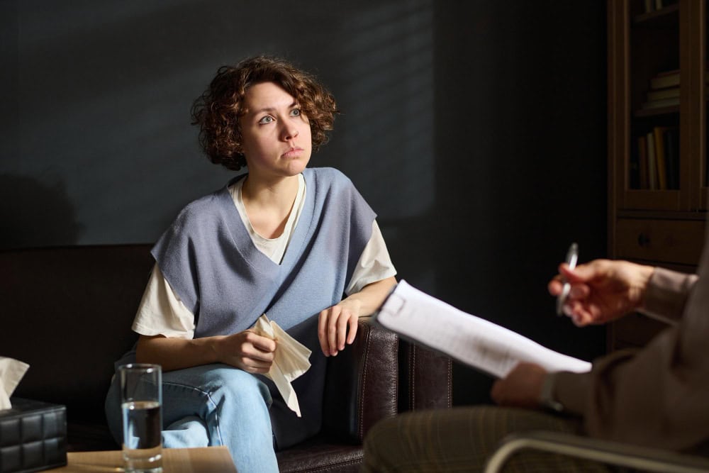 Patient speaking with therapist during fentanyl addiction treatment in Greensboro NC session