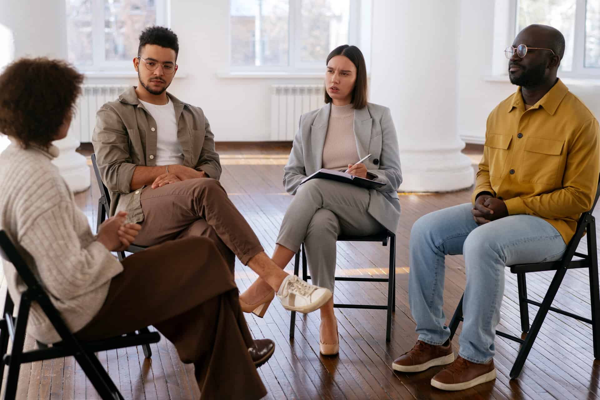 men and women expressing feelings at Group Therapy in Greensboro, NC