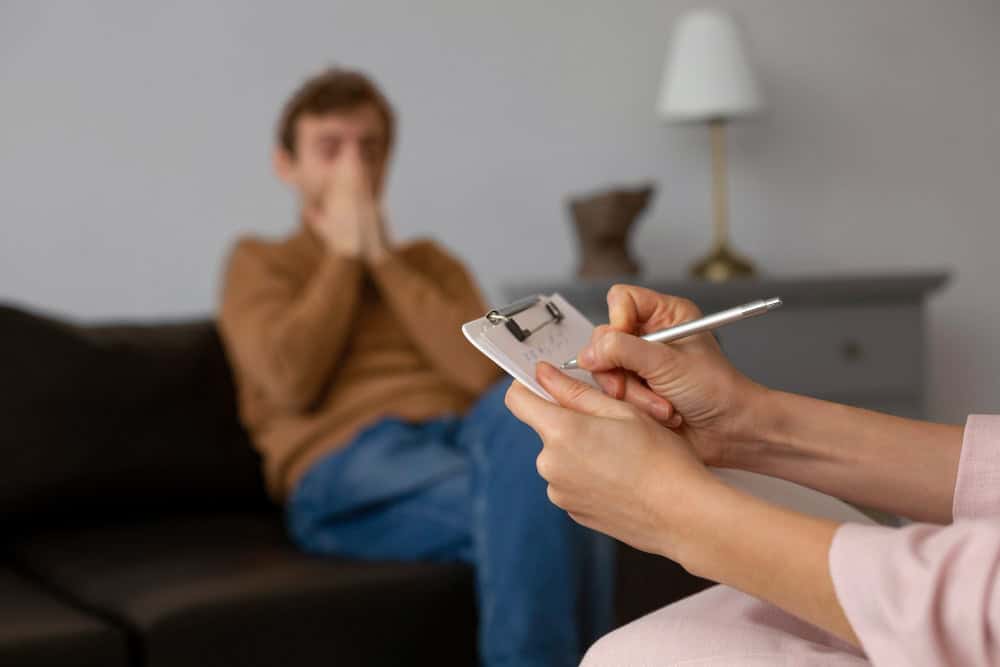 Man participating in therapy during CPTSD treatment in Greensboro, NC at 1Eleven Behavioral Health.