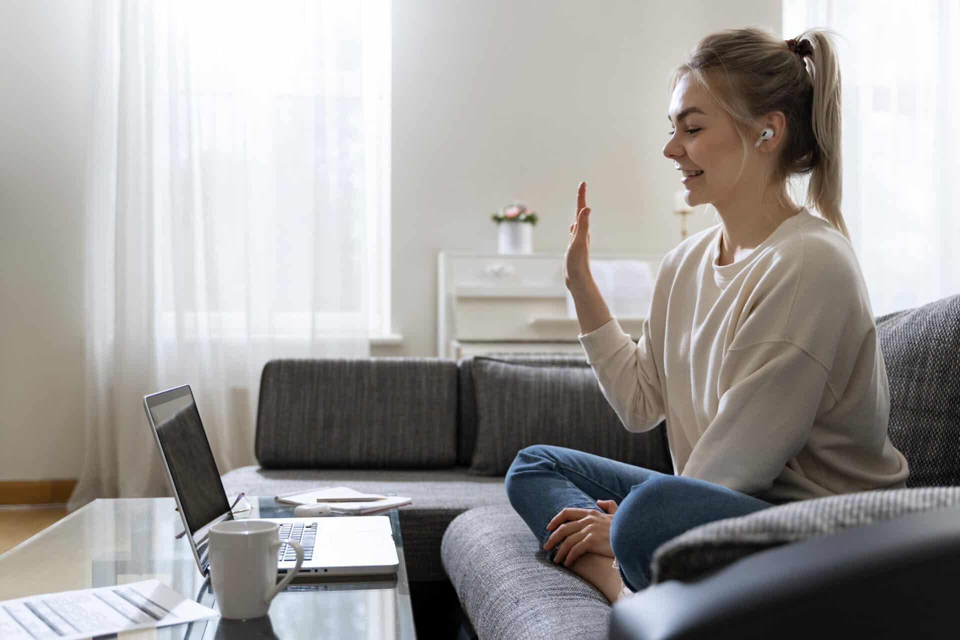 A woman enjoys virtual treatment through our High point, NC rehab.